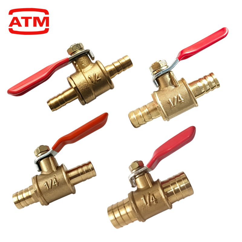 Spoke Nipple Brass - Kleine messing afsluitkraan met rode hendel,