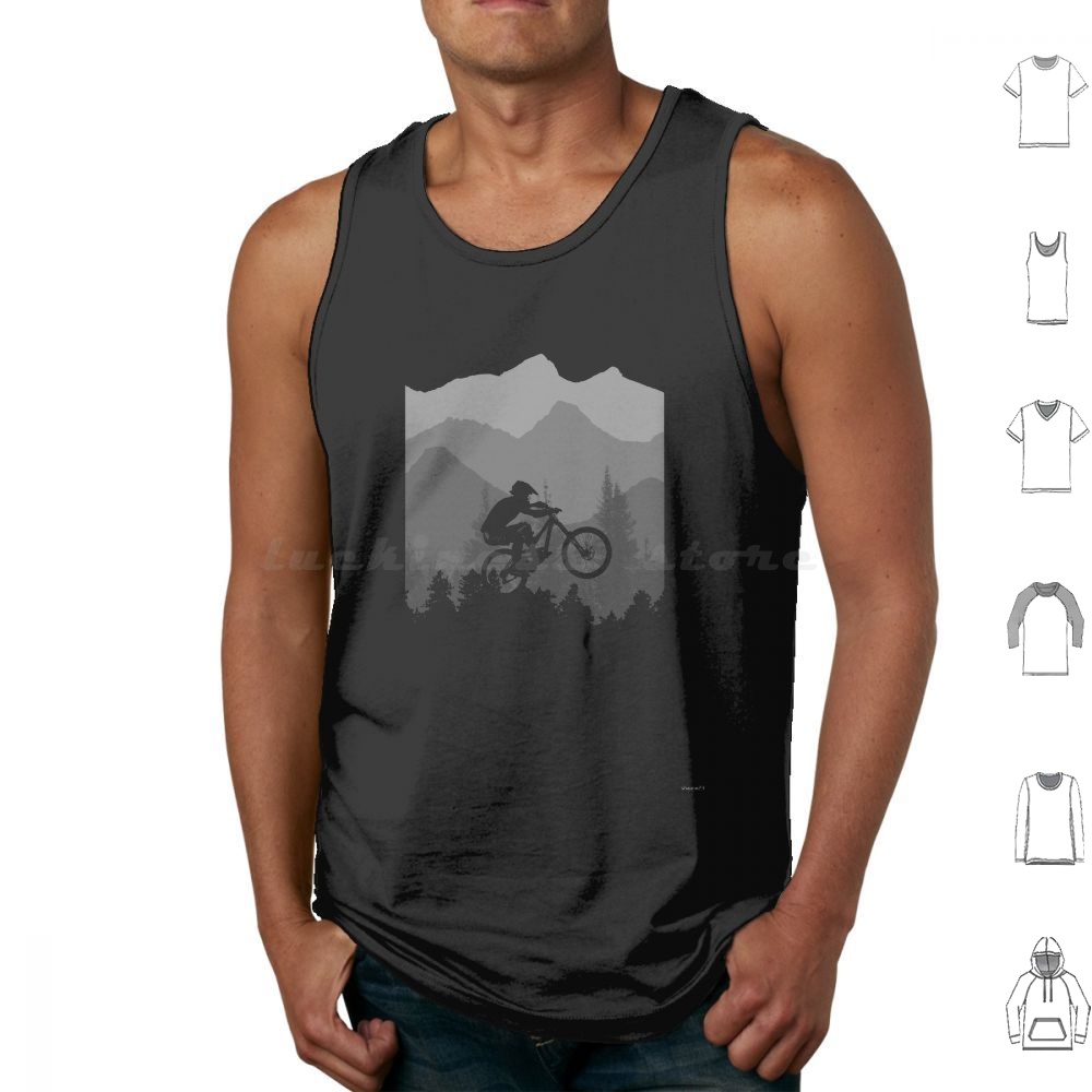 Mountain Biking A Sport - Mountainbiker Silhouet Tanktops Print Katoen Silhouet